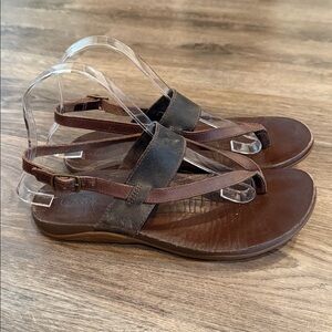 Chaco Maya II Womens Size 7 Java Brown Leather Slingback Thong Sandals